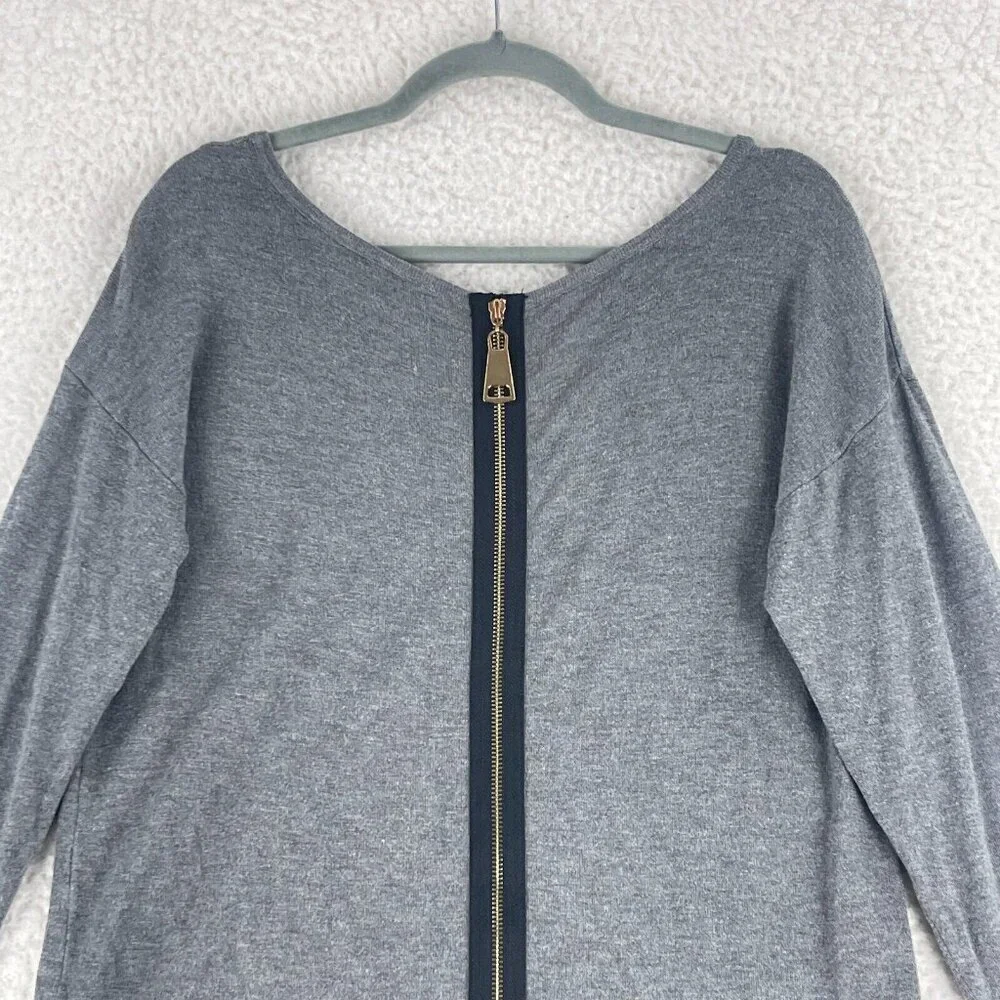 Soft Surroundings Gray Back Zip Up Tunic Shirt‎ Womens Long Sleeve Size Medium